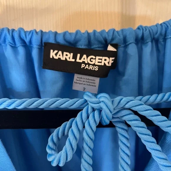 Karl Lagerfeld NWT Women’s tie- neck smock waist dress size 2 - Picture 9 of 15